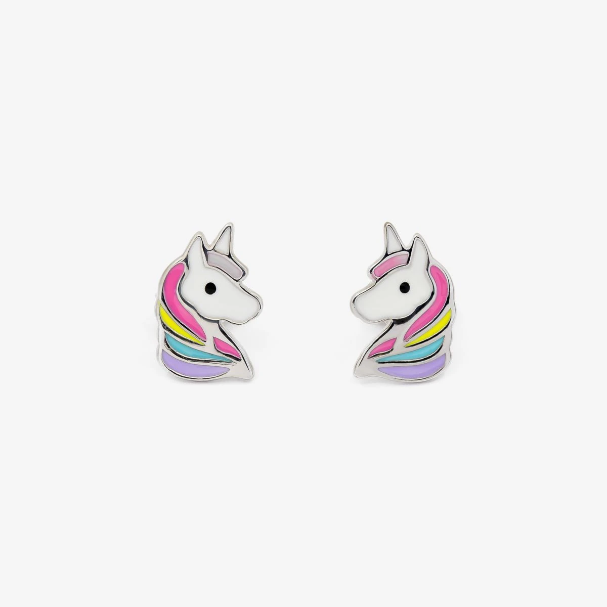 Cercei cu unicorn copii, din Argint Alb de 925 cu piatra Email de culoare MIXT