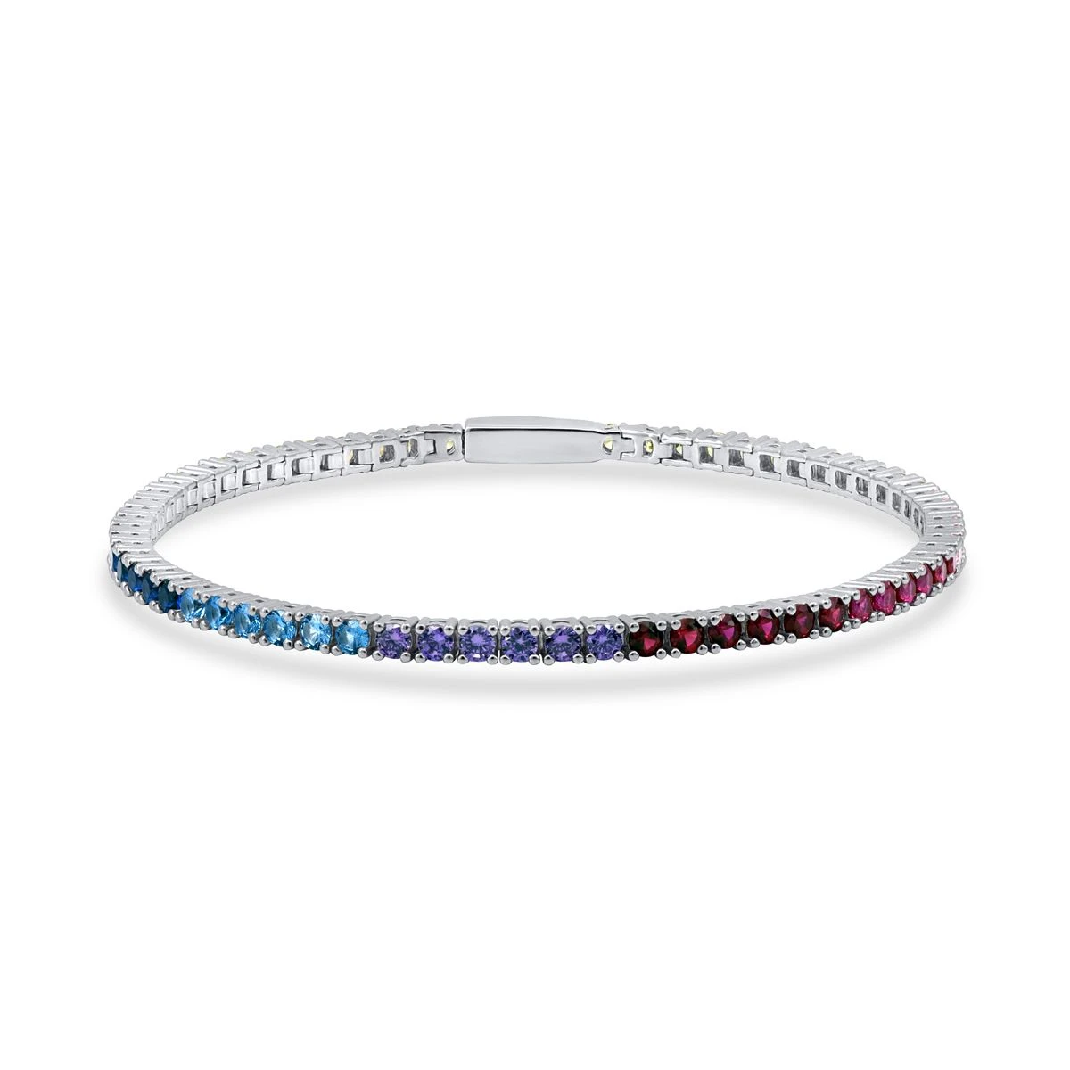 Bratara tennis din Argint Alb de 925 cu piatra Zirconia artificial de culoare MULTICOLOR