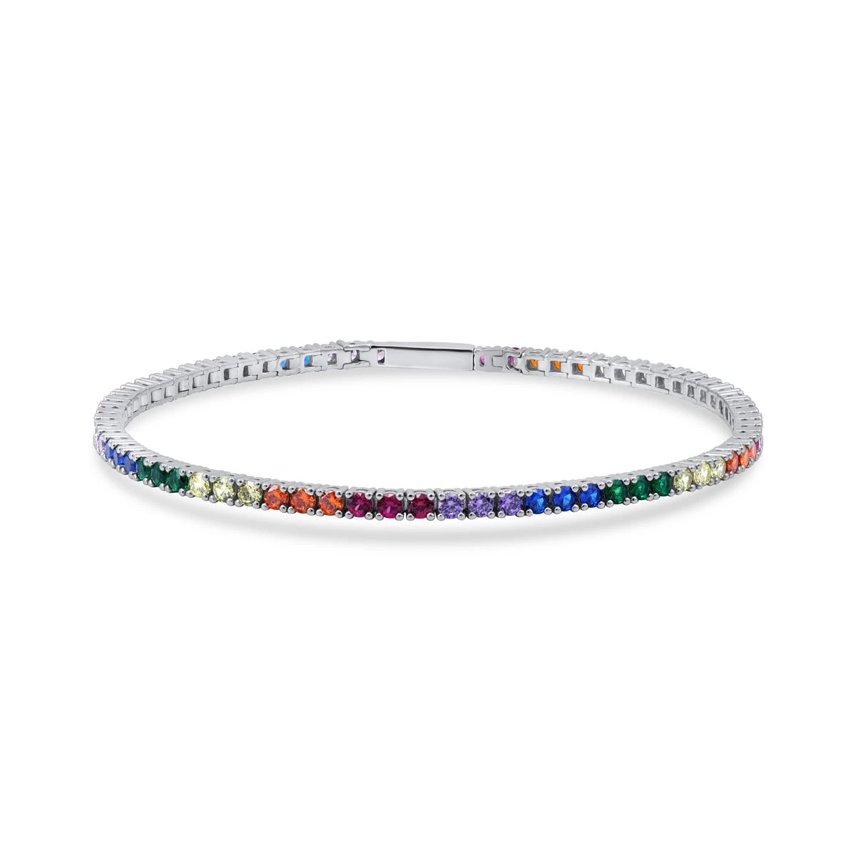 Bratara din Argint Alb de 925 cu piatra Zirconia artificial de culoare MULTICOLOR