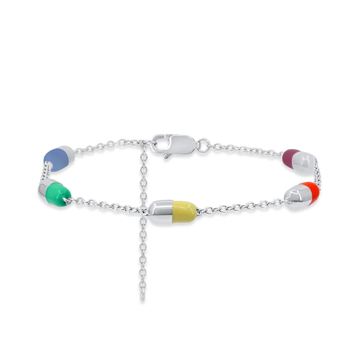 Bratara din Argint Alb de 925 cu piatra Email de culoare MULTICOLOR