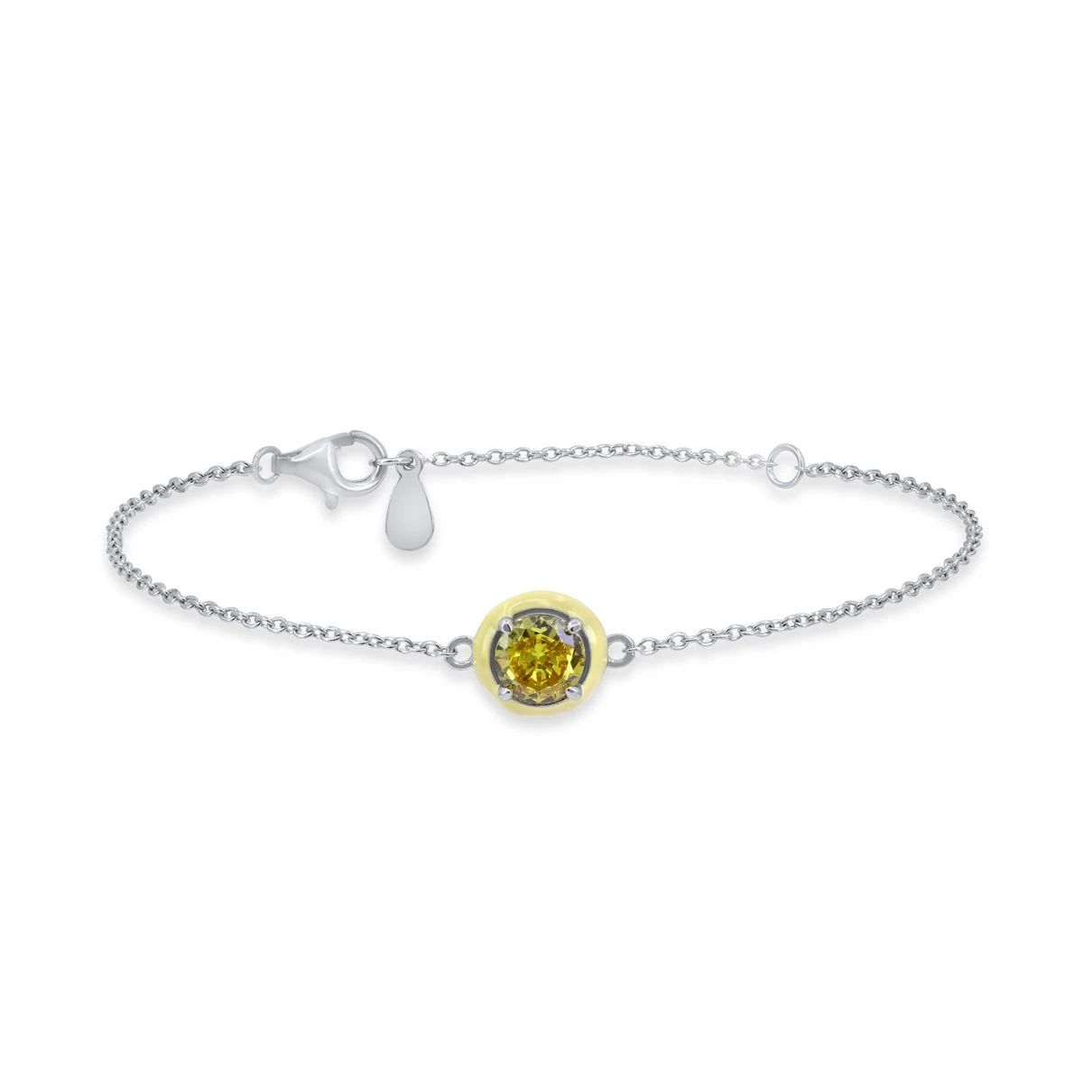 Bratara din Argint Alb de 925 cu piatra Zirconia artificial Email de culoare GALBEN