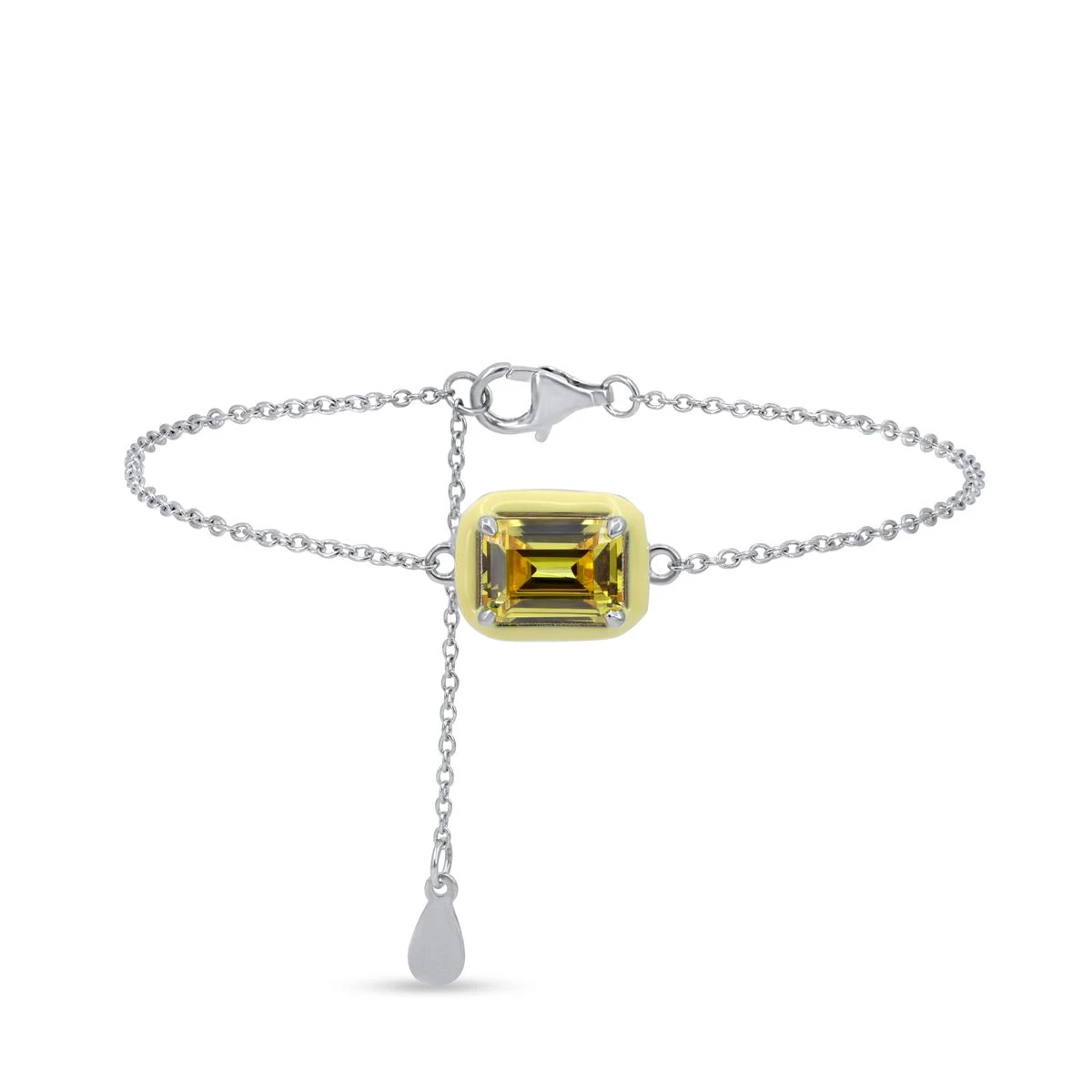 Bratara din Argint Alb de 925 cu piatra Zirconia artificial Email de culoare GALBEN
