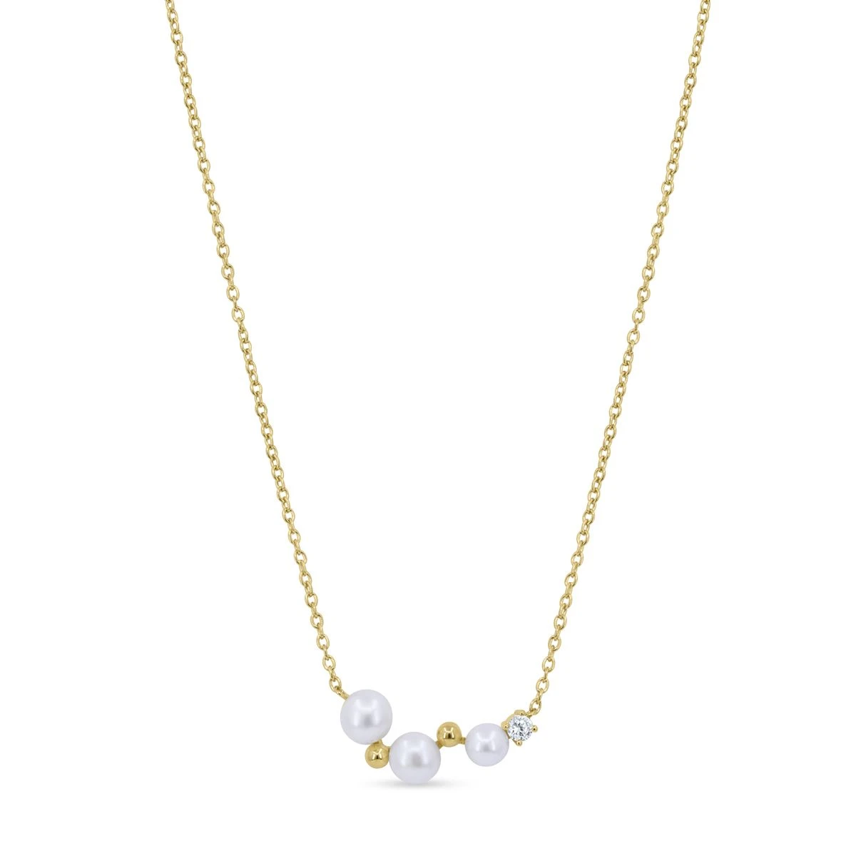 Colier din Argint Galben de 925 cu piatra Zirconia arificial perla sintetica