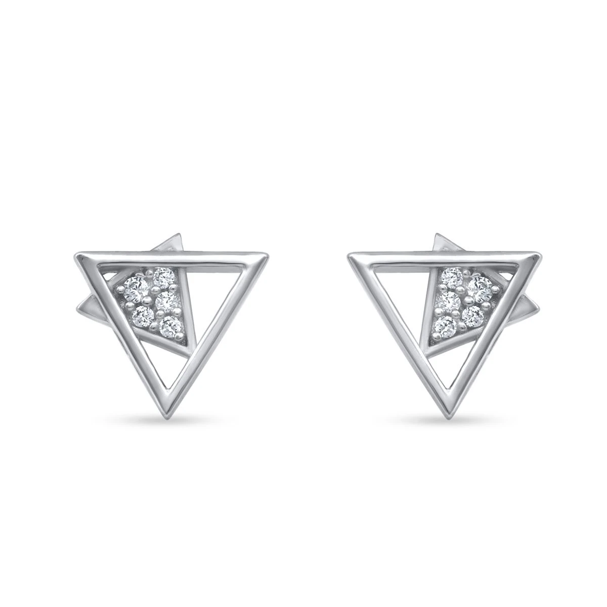 Cercei din Argint Alb de 925 cu piatra Zirconia artificial de culoare ALB