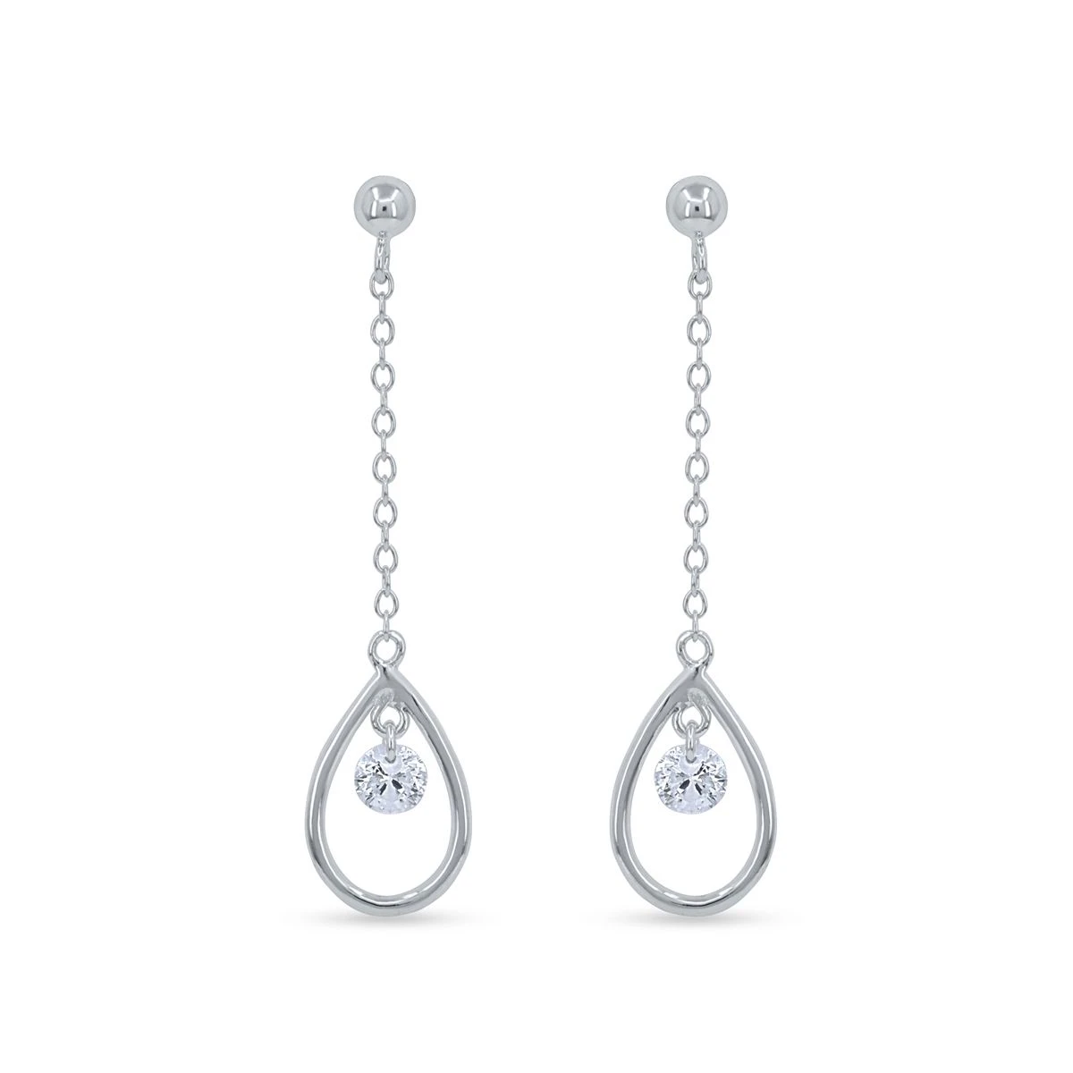 Cercei din Argint Alb de 925 cu piatra Zirconia artificial de culoare ALB