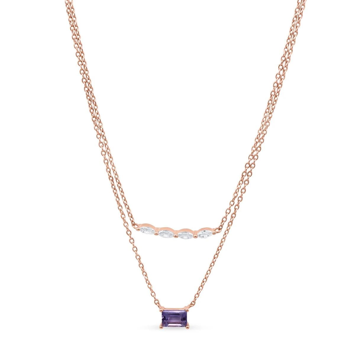 Colier din Argint Roz de 925 cu piatra Zirconia artificial