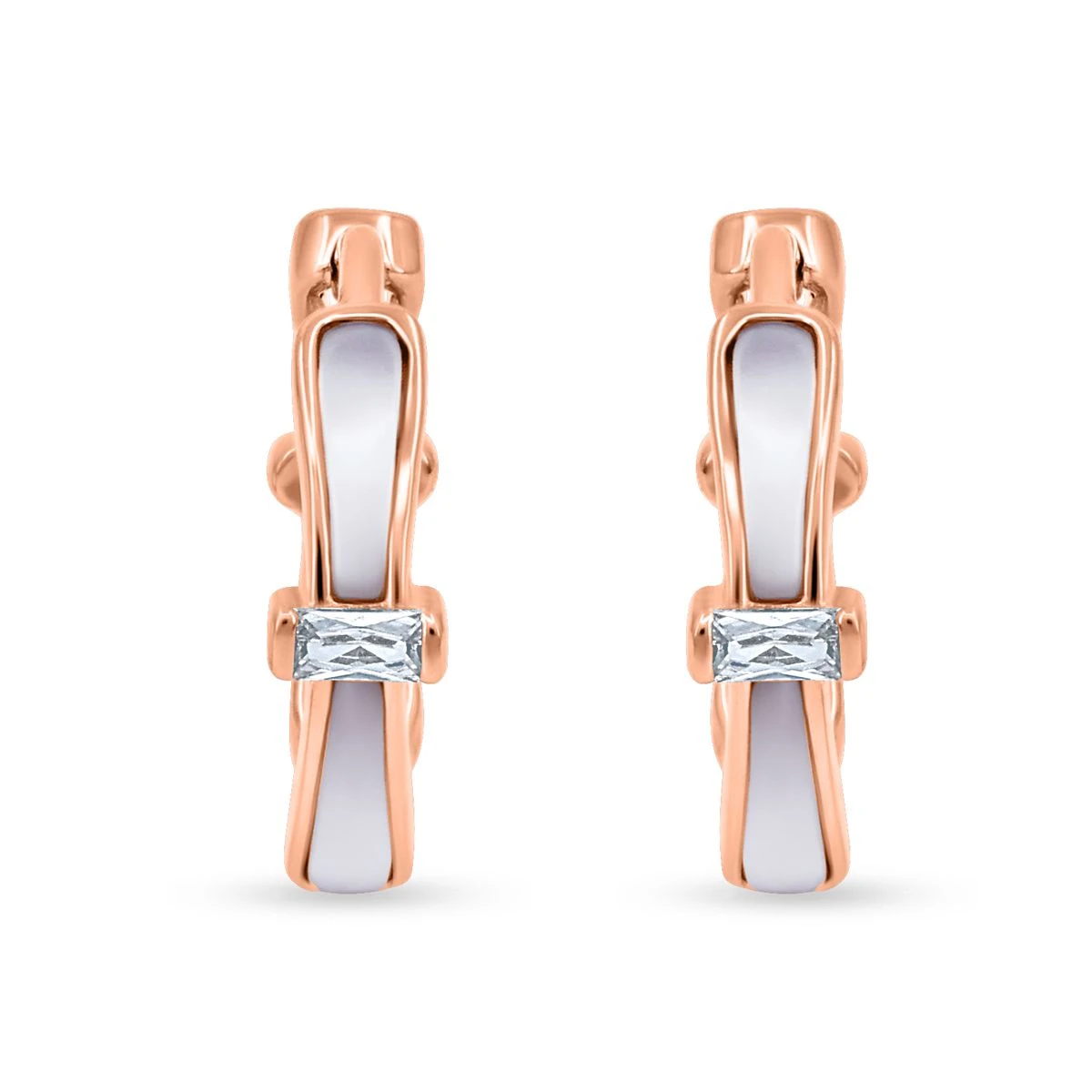 Cercei din Argint Roz de 925 cu piatra Zirconia artificial de culoare ALB