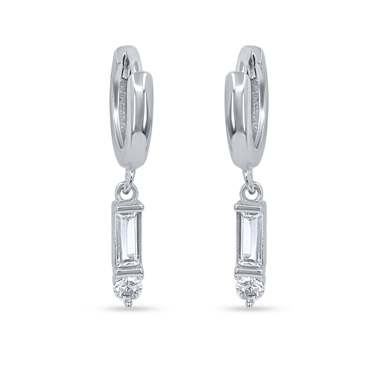 Cercei din Argint Alb de 925 cu piatra Zirconia artificial de culoare ALB