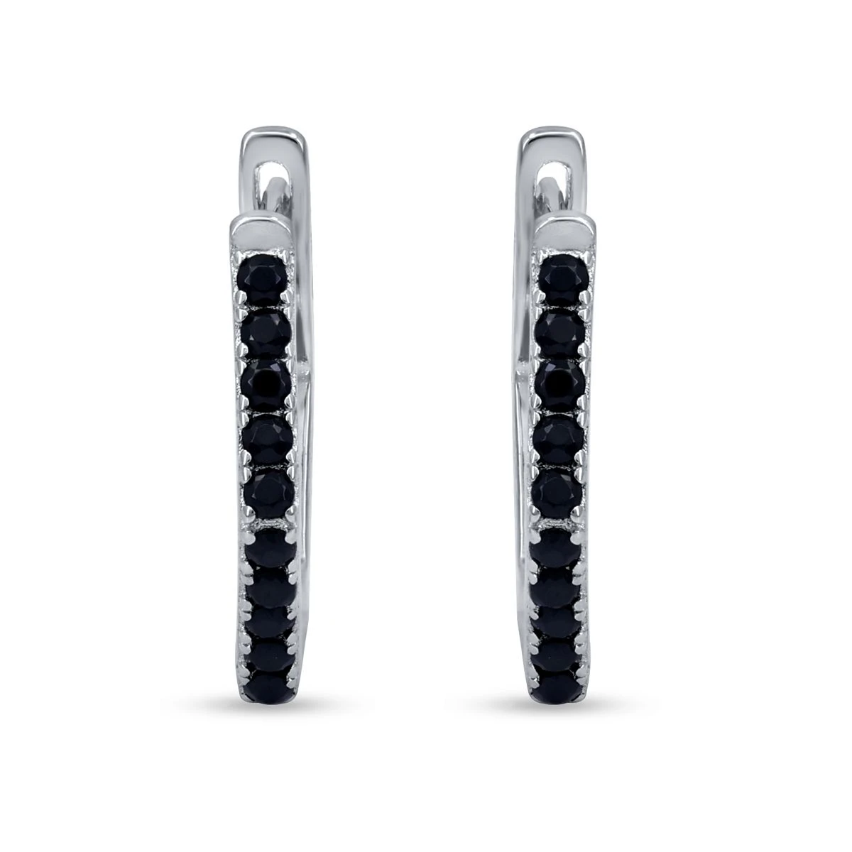 Cercei din Argint Alb de 925 cu piatra Zirconia artificial de culoare NEGRU