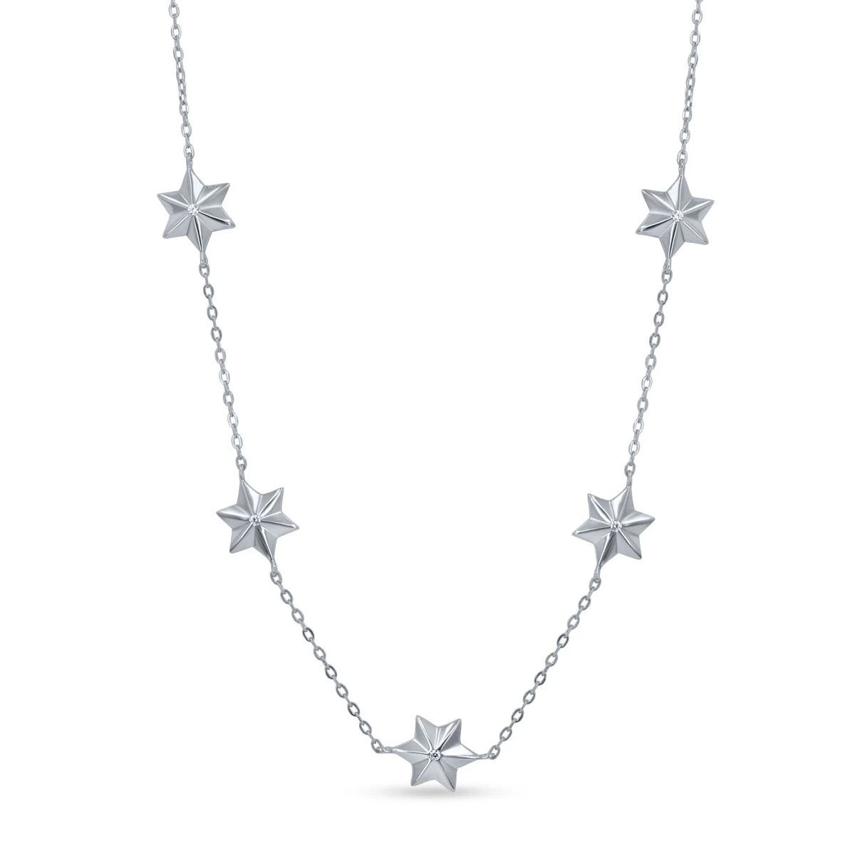 Colier din Argint Alb de 925 cu piatra Zirconia artificial de culoare ALB