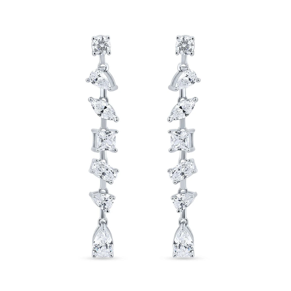 Cercei din Argint Alb de 925 cu piatra Zirconia artificial de culoare ALB