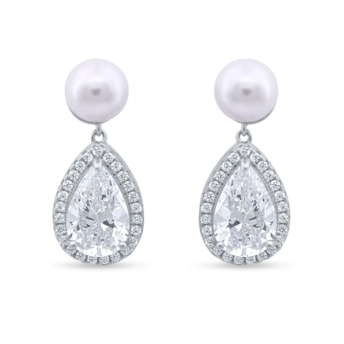 Cercei din Argint Alb de 925 cu piatra Zirconia artificial de culoare ALB