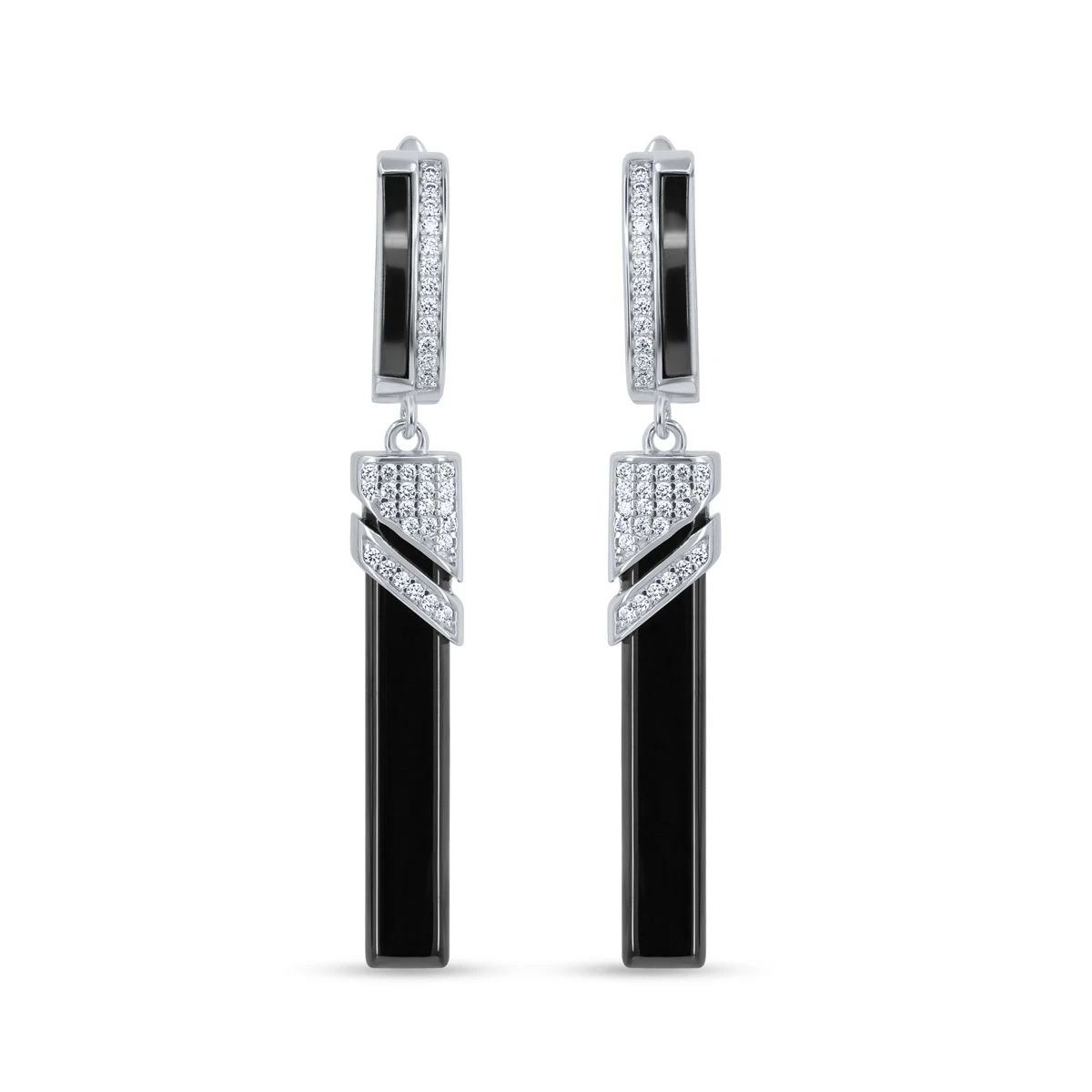 Cercei din Argint Alb de 925 cu piatra Zirconia artificial de culoare ALB