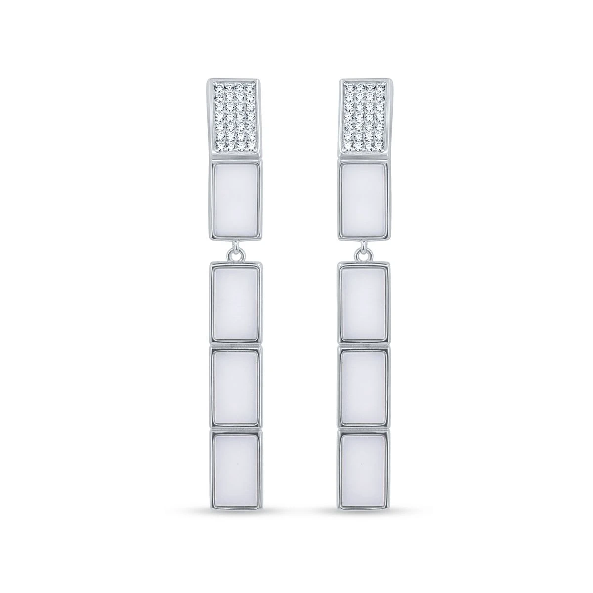 Cercei din Argint Alb de 925 cu piatra Zirconia artificial de culoare ALB