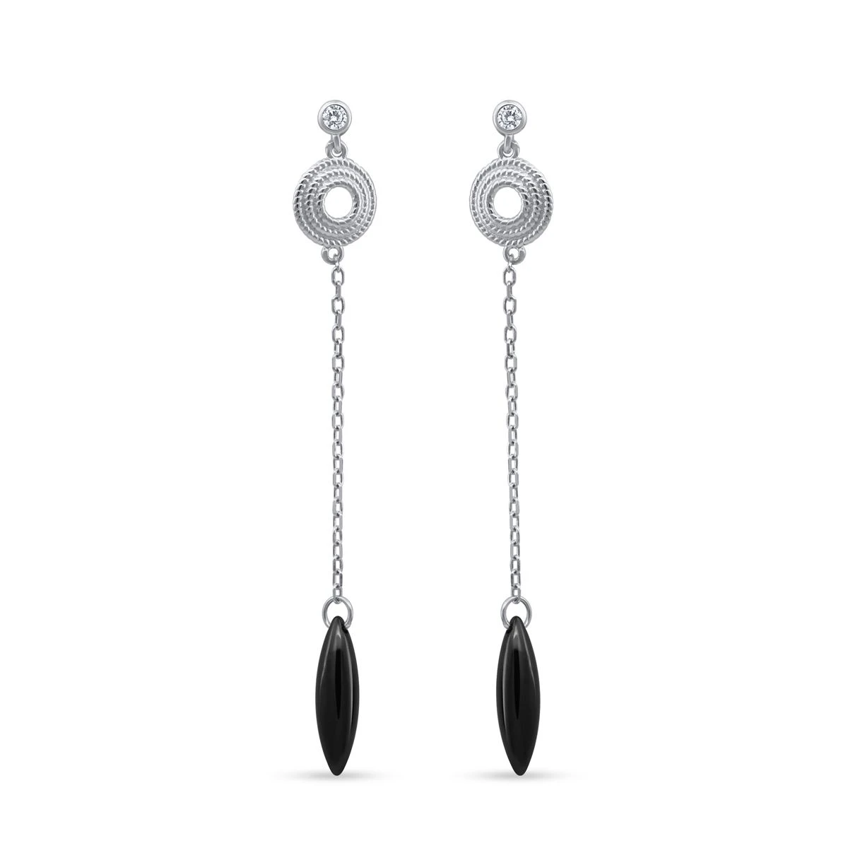 Cercei din Argint Alb de 925 cu piatra Zirconia artificial de culoare ALB