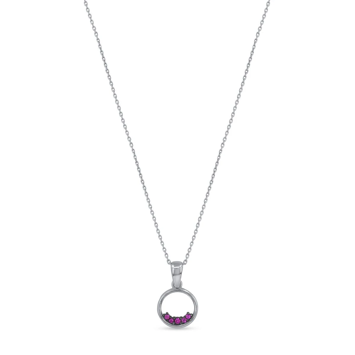 Lant cu pandantiv din Aur Galben de 14k cu piatra Zirconia artificial de culoare ROZ