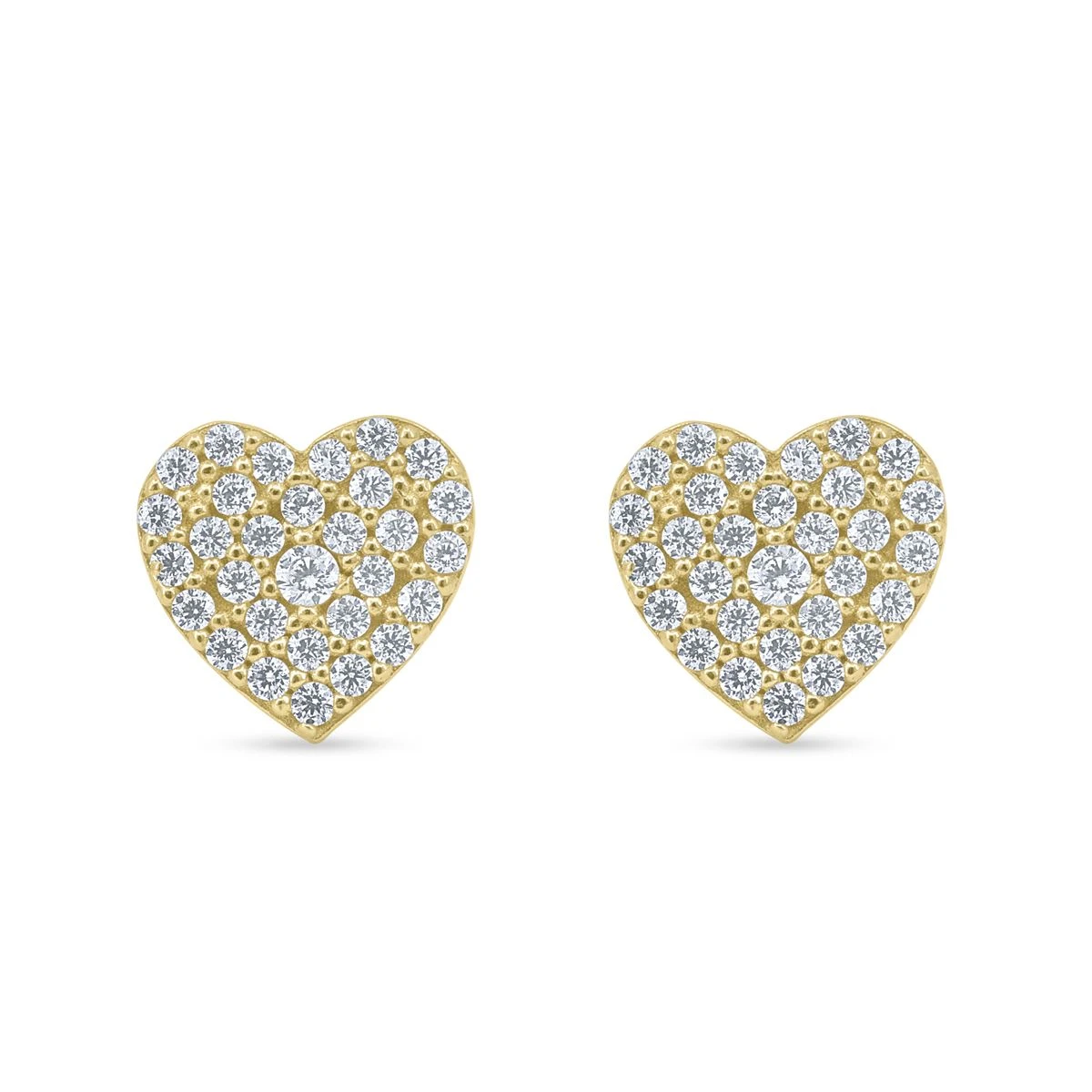 Cercei din Aur Galben de 14k cu piatra Zirconia artificial de culoare ALB