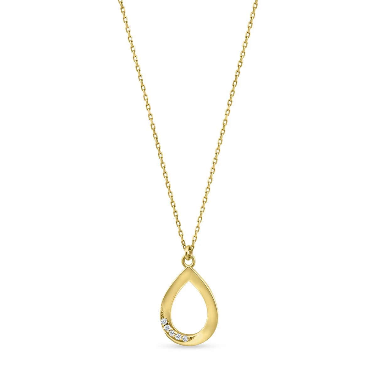 Lant cu pandant din Aur Galben de 14k cu piatra Zirconia artificial de culoare ALB