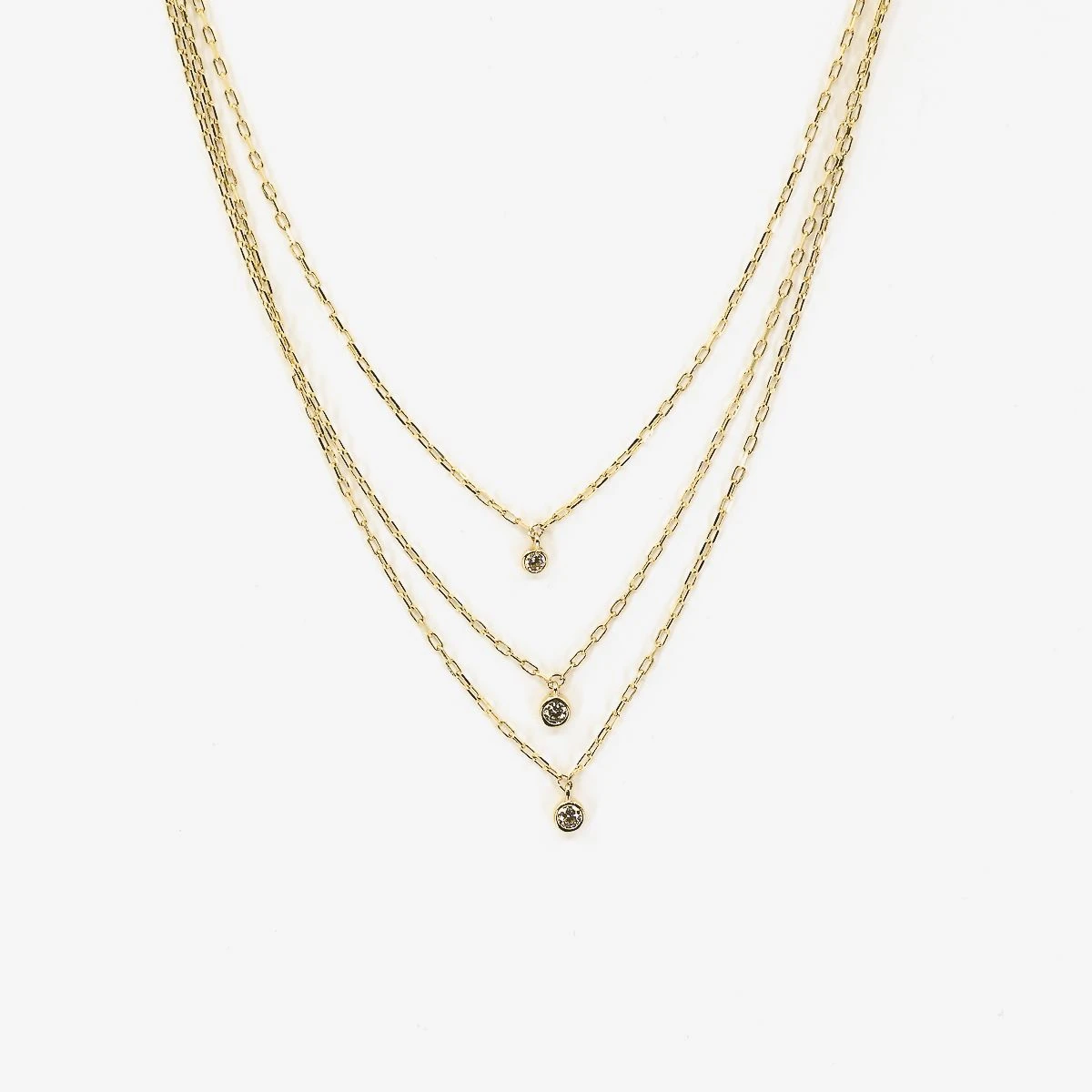 Colier din Aur Galben de 14k cu piatra Zirconia artificial de culoare ALB