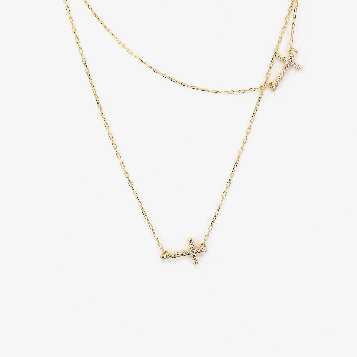 Lant din Aur Galben de 14k cu piatra Zirconia artificial de culoare ALB