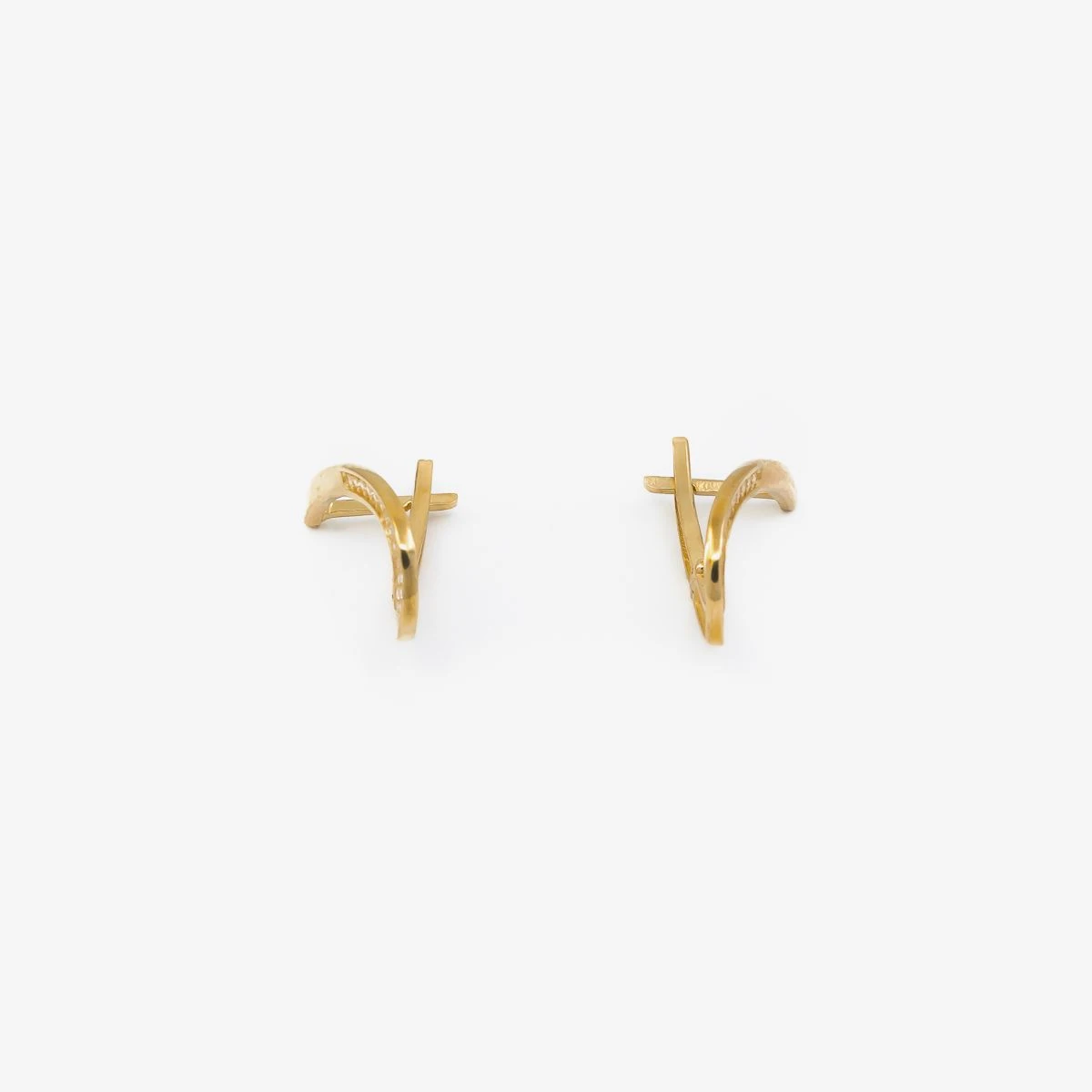 Cercei clips din Aur Galben de 14k cu piatra Zirconia artificial de culoare ALB