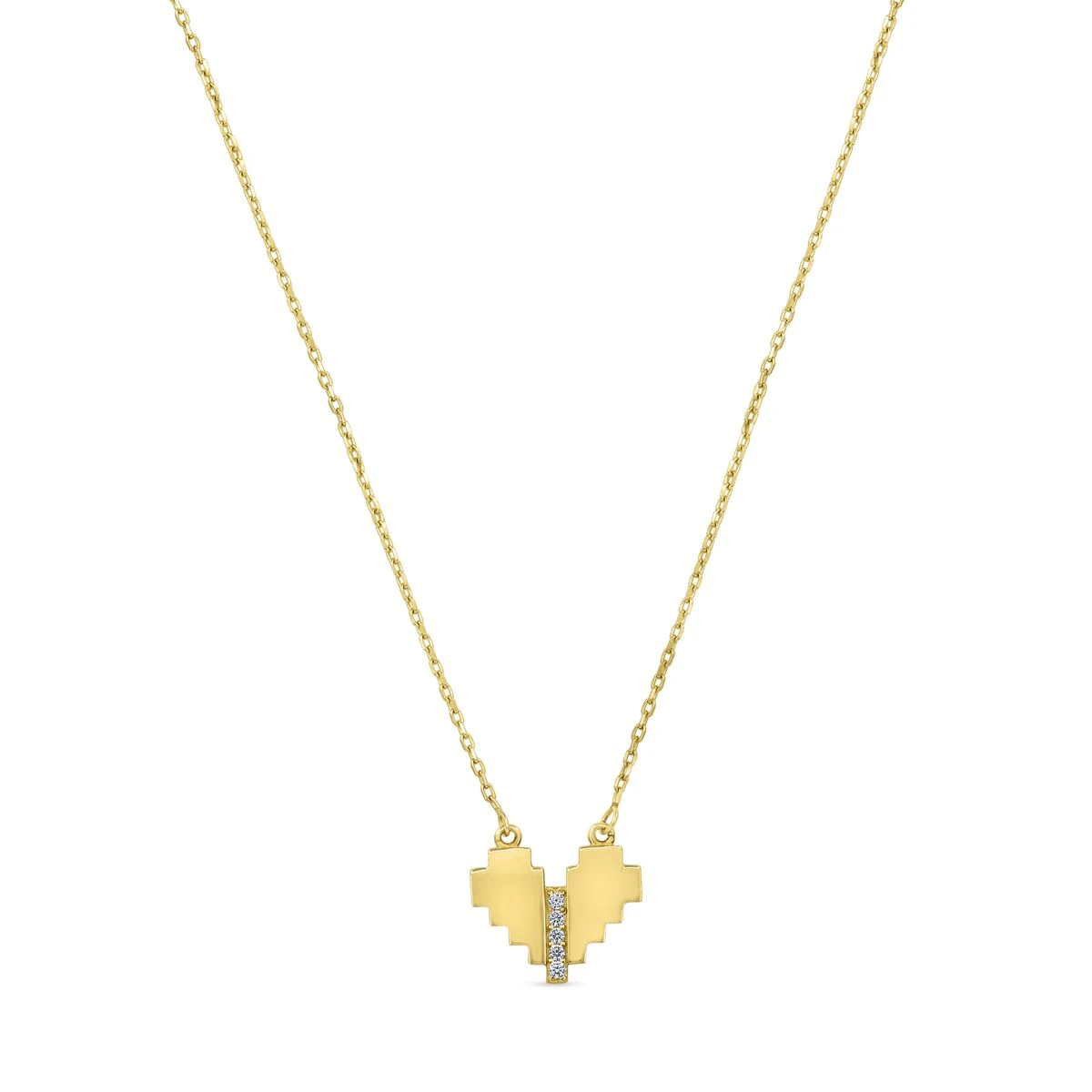 Lant cu pandantiv din Aur Galben de 14k cu piatra Zirconia artificial de culoare ALB
