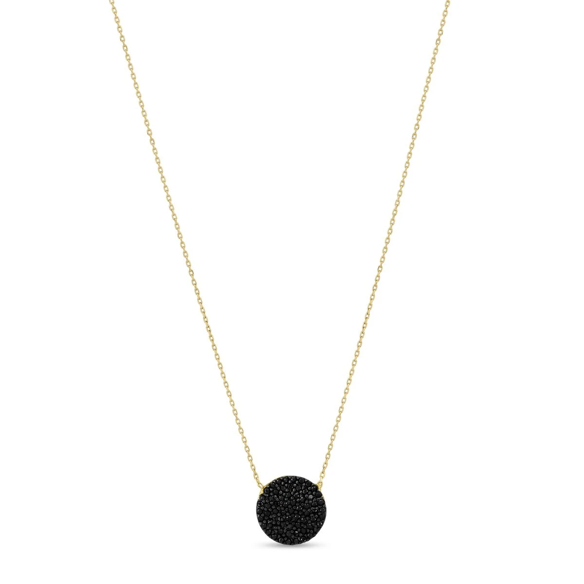 Lant cu pandantiv din Aur Galben de 14k cu piatra Zirconia artificial de culoare NEGRU