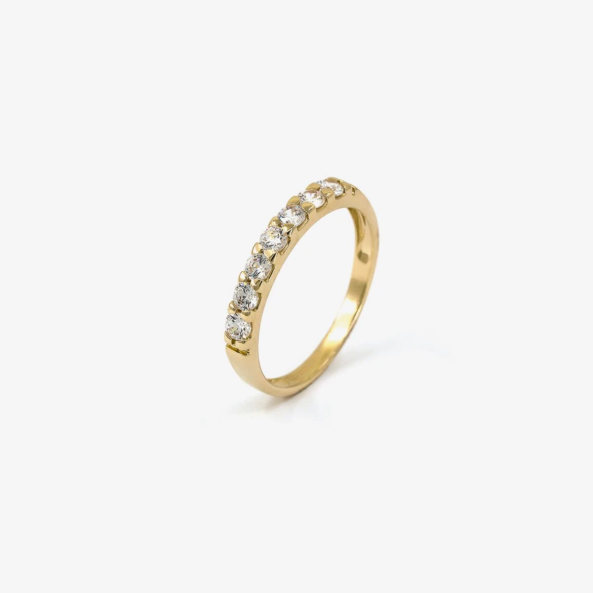 Inel din Aur Galben de 14k cu piatra Zirconia artificial de culoare ALB
