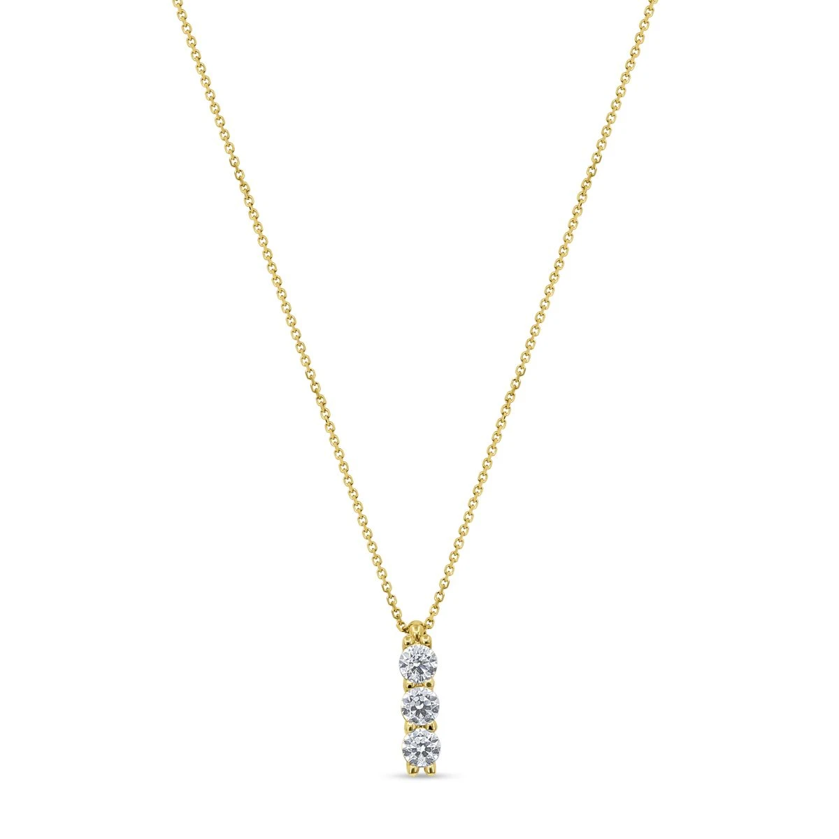 Lant cu pandantiv din Aur Galben de 14k cu piatra Zirconia artificial de culoare ALB