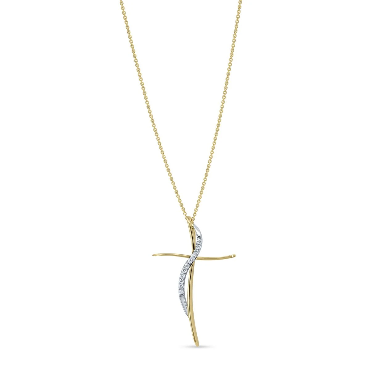 Lant cu pandantiv din Aur Mixt de 14k cu piatra Zirconia artificial de culoare ALB