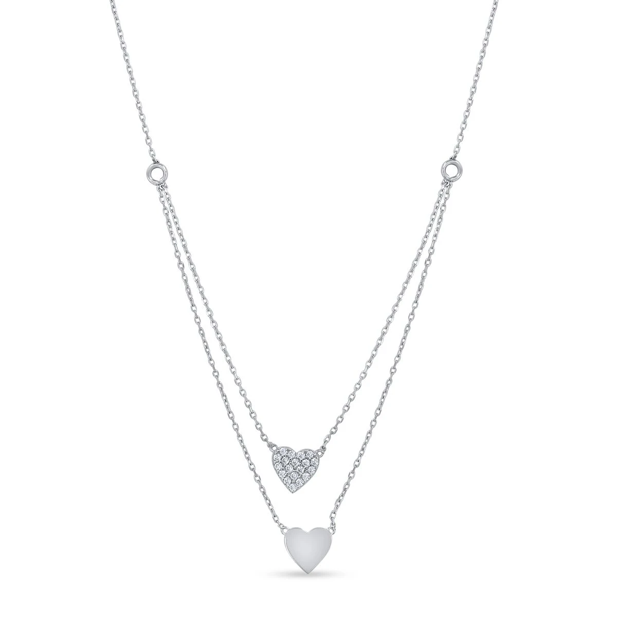 Lant cu pandantiv din Aur Alb de 14k cu piatra Zirconia artificial de culoare ALB