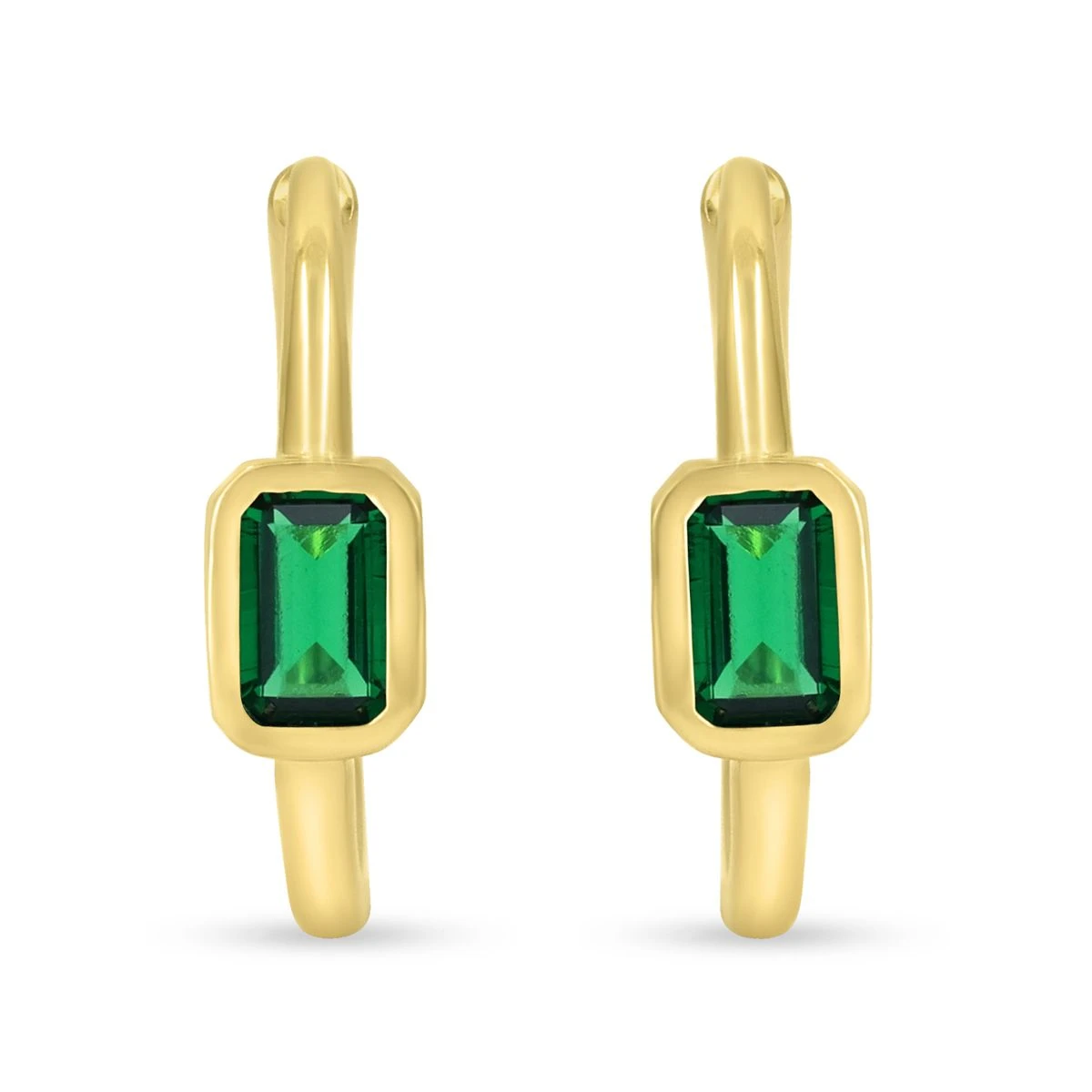 Cercei din Aur Galben de 14k cu piatra Zirconia artificial de culoare VERDE