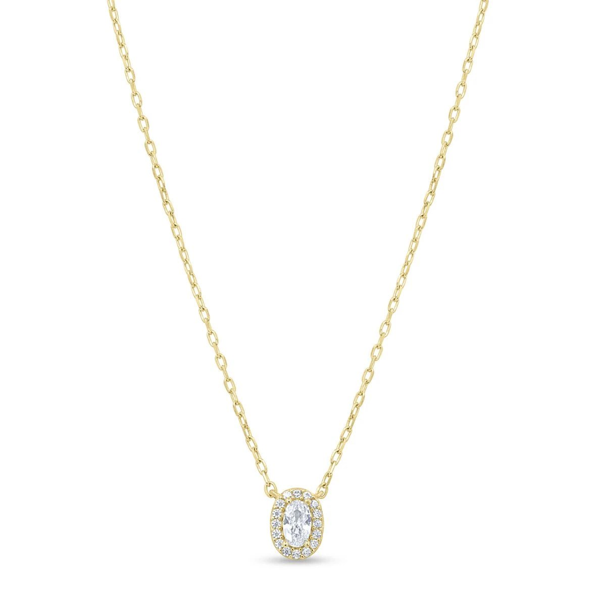 Lant cu pandantiv din Aur Galben de 14k cu piatra Zirconia artificial de culoare ALB