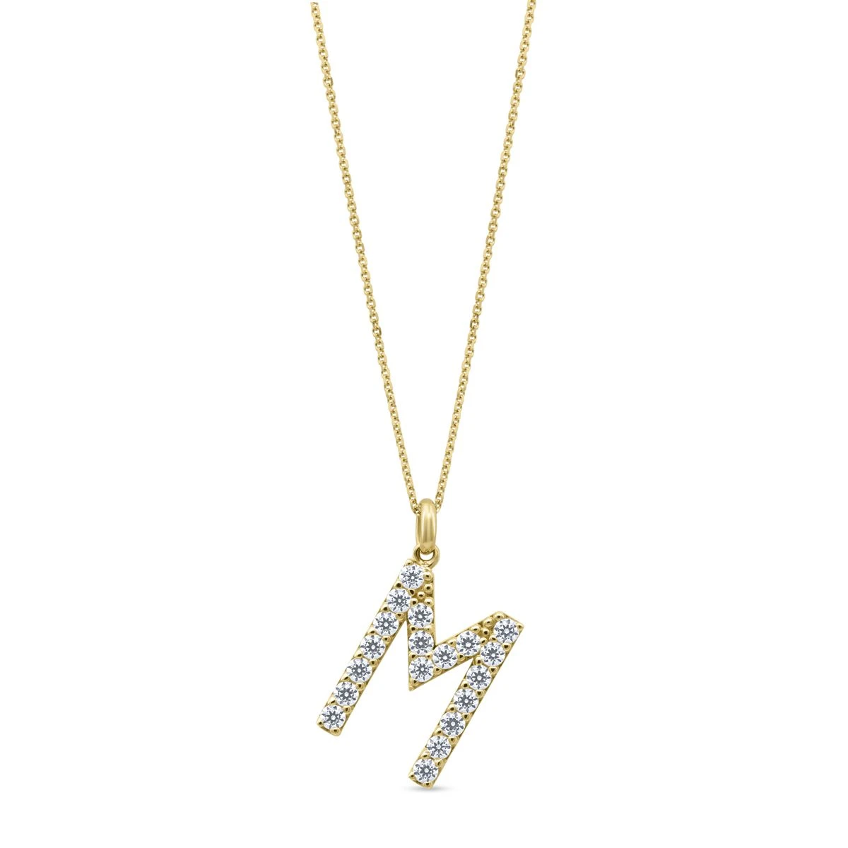 Lant cu pandantiv din Aur Galben de 14k cu piatra Zirconia artificial de culoare ALB