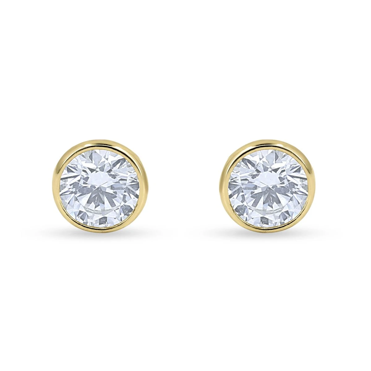 Cercei copii, din Aur Galben de 14k cu piatra Zirconia artificial de culoare ALB