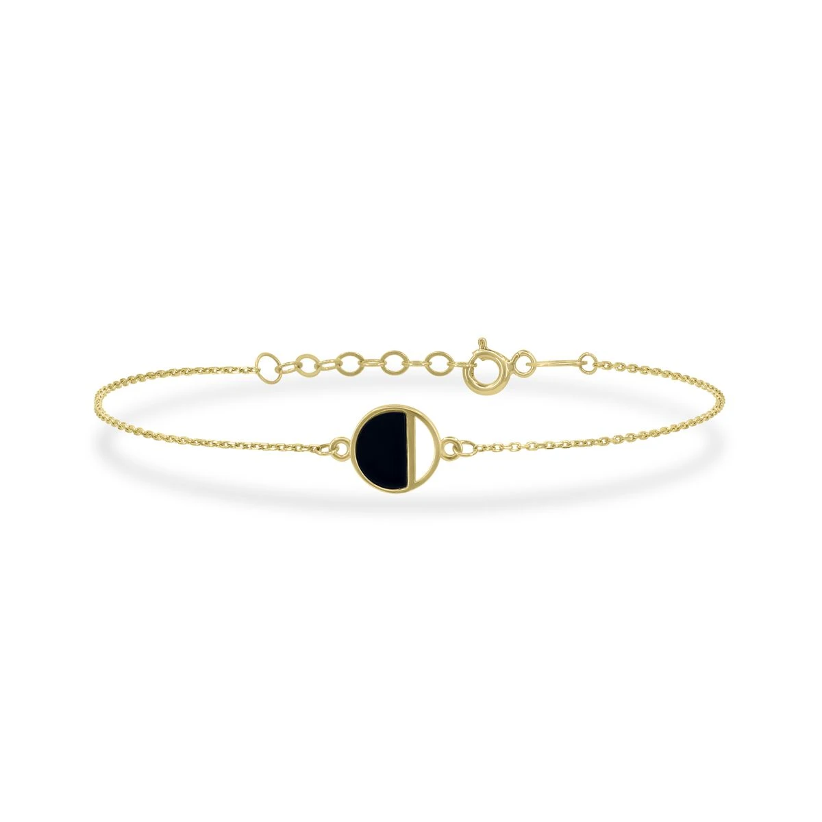 Bratara din Aur Galben de 14k cu piatra Onix de culoare NEGRU