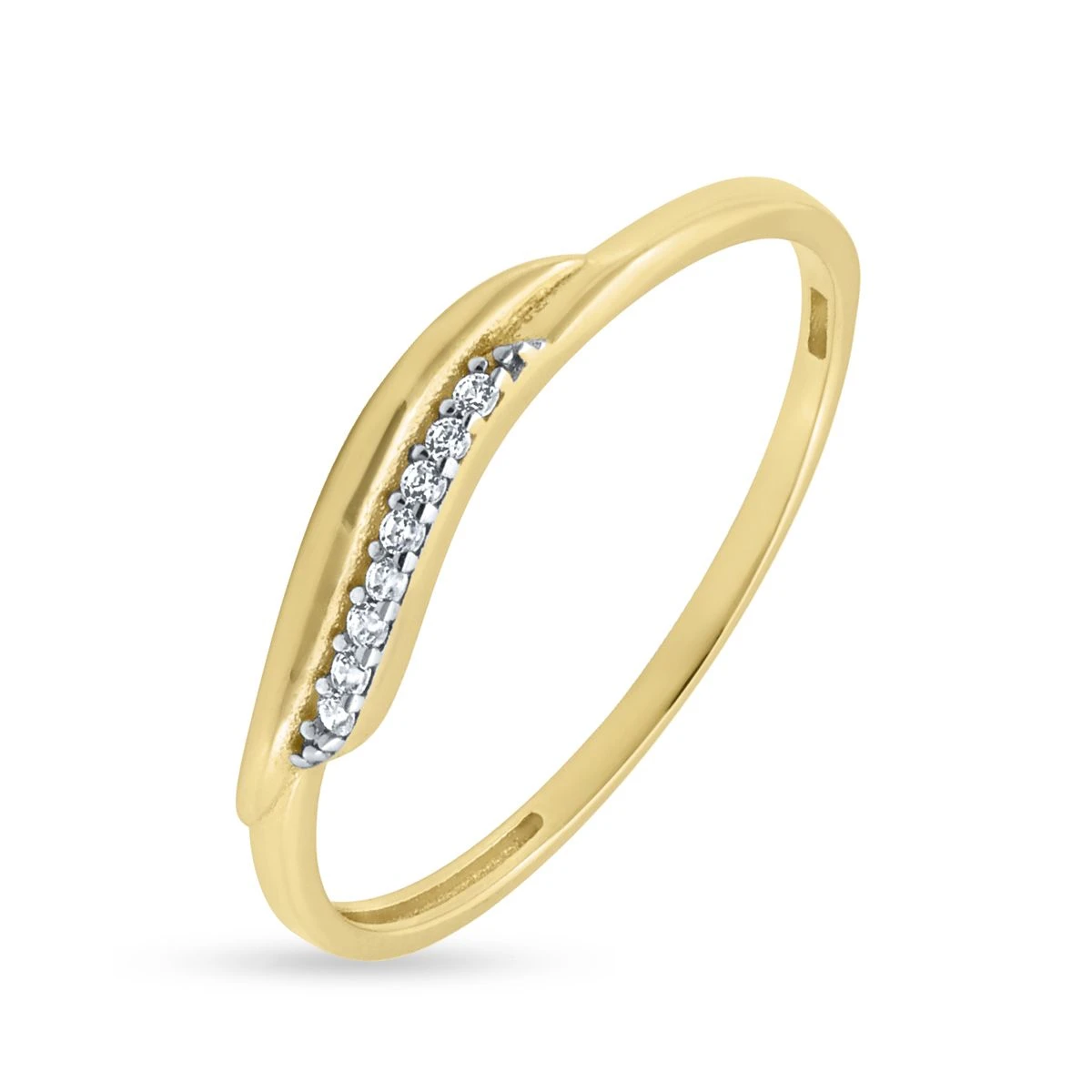 Inel din Aur Galben de 14k cu piatra Zirconia artificial de culoare ALB