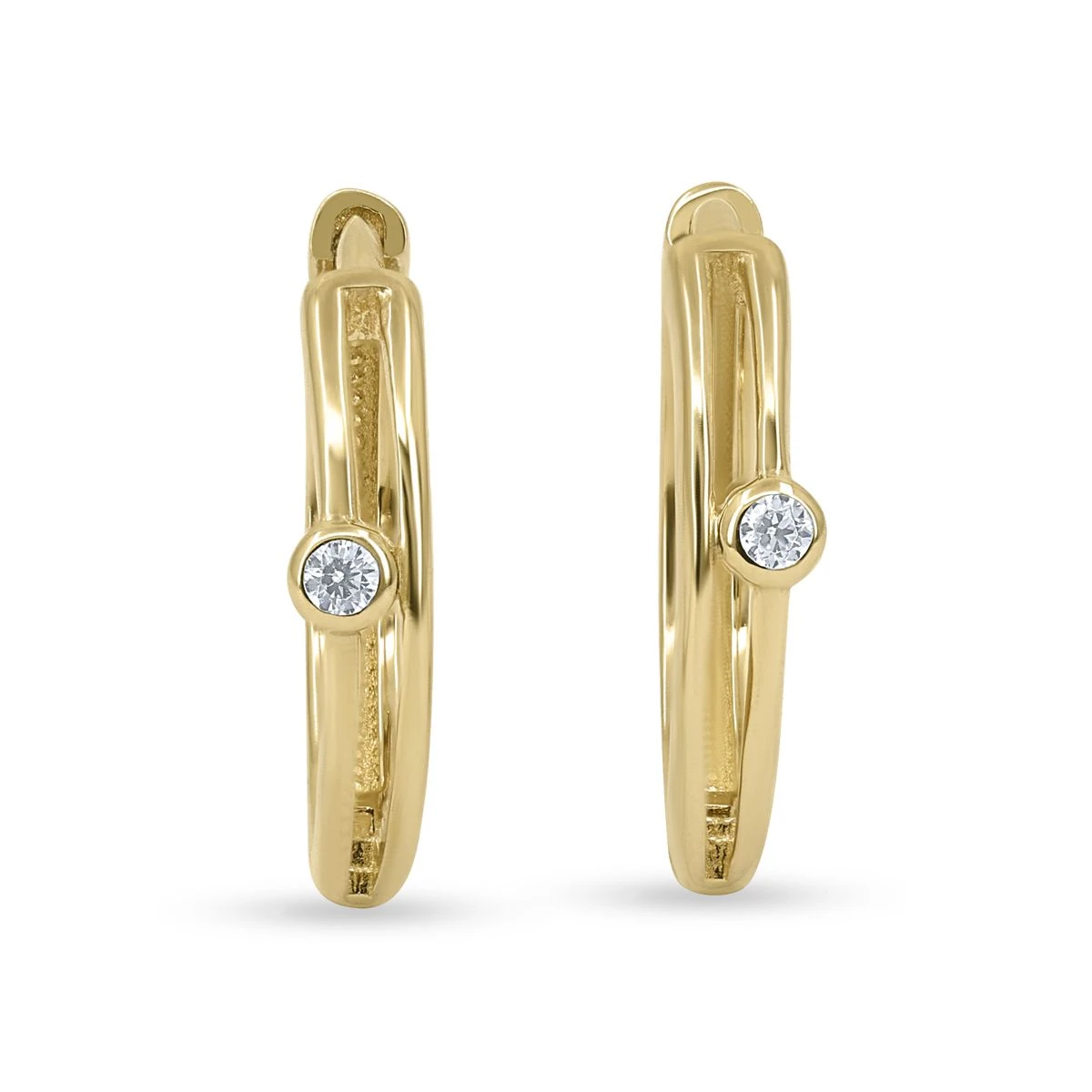 Cercei din Aur Galben de 14k cu piatra Zirconia artificial de culoare ALB
