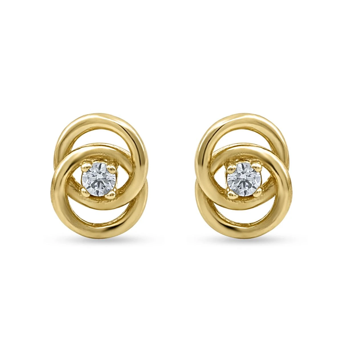 Cercei din Aur Galben de 14k cu piatra Zirconia artificial de culoare ALB