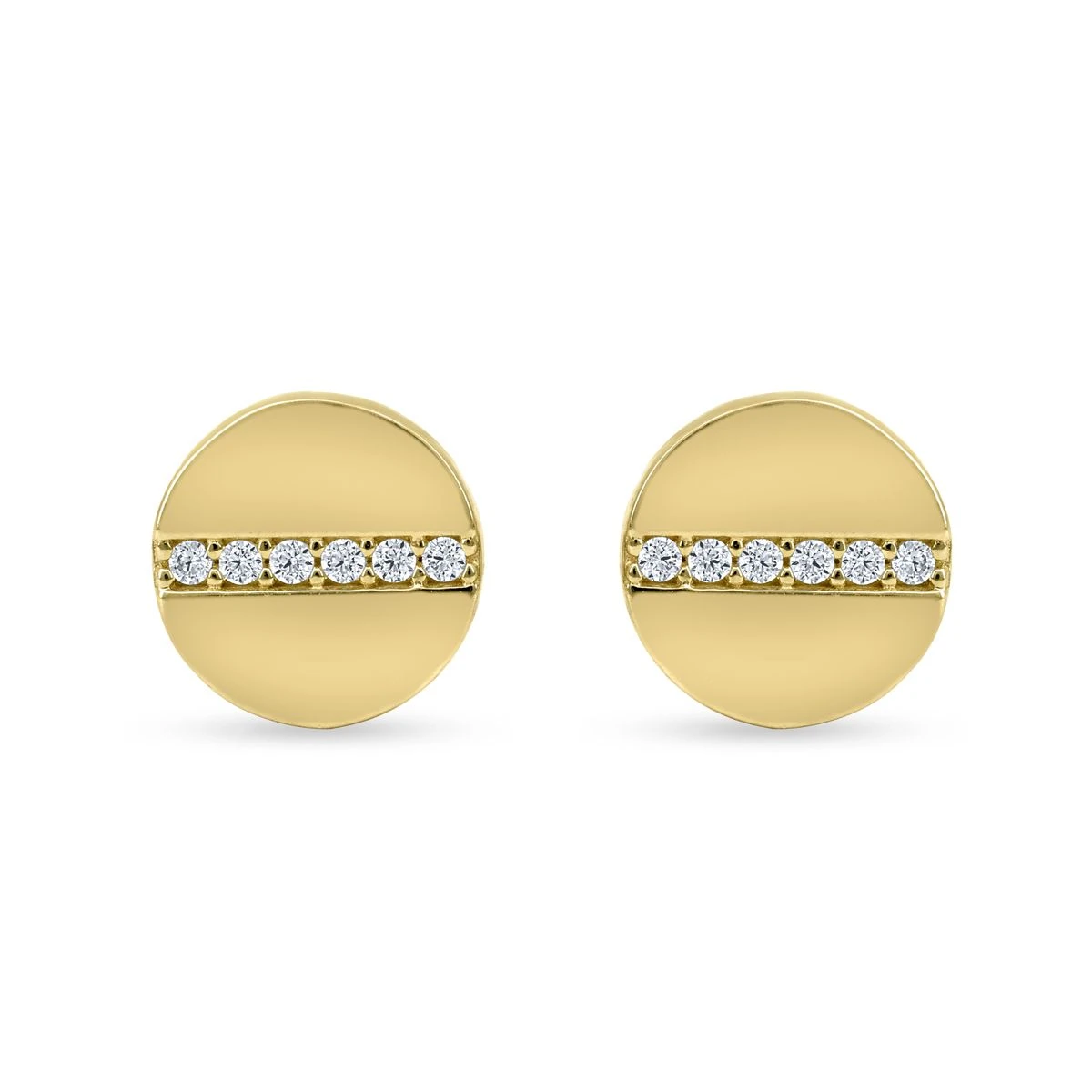 Cercei din Aur Galben de 14k cu piatra Zirconia artificial de culoare ALB