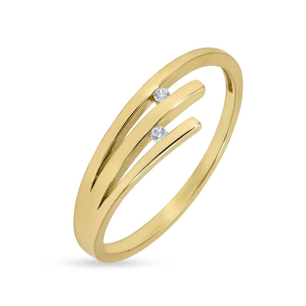 Inel din Aur Galben de 14k cu piatra Zirconia artificial de culoare ALB