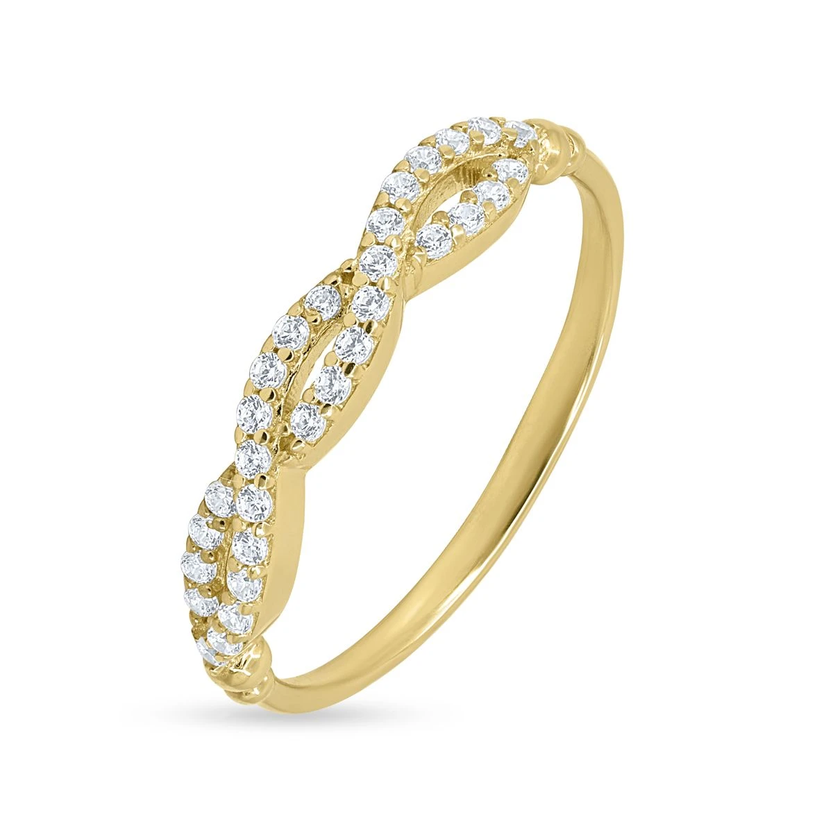 Inel din Aur Galben de 14k cu piatra Zirconia artificial de culoare ALB