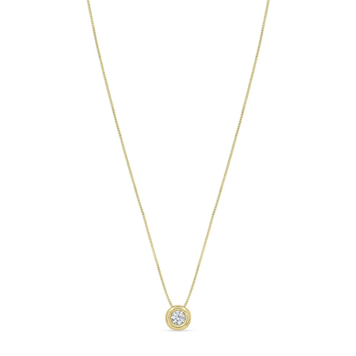 Lant cu pandantiv din Aur Galben de 14k cu piatra Zirconia artificial de culoare ALB