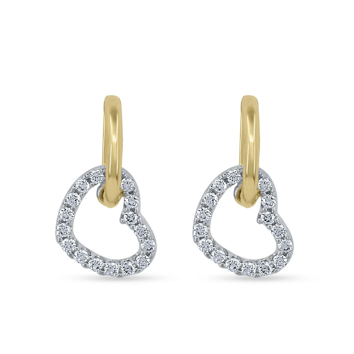 Cercei din Aur Mixt de 14k cu piatra Zirconia artificial de culoare ALB