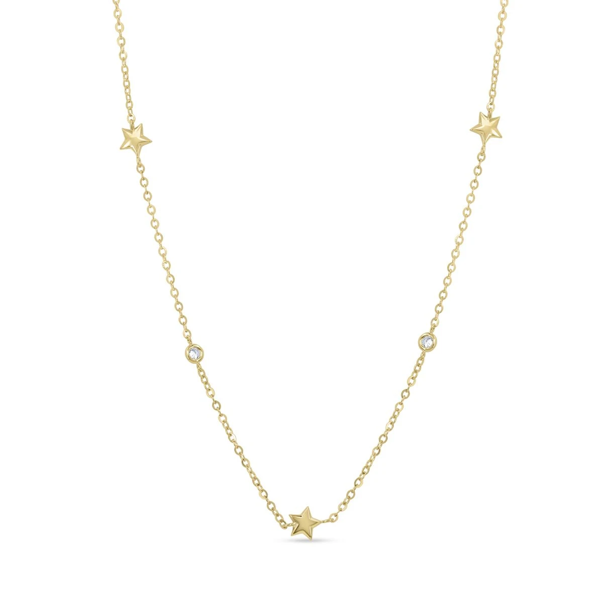 Colier din Aur Galben de 14k cu piatra Zirconia artificial de culoare ALB