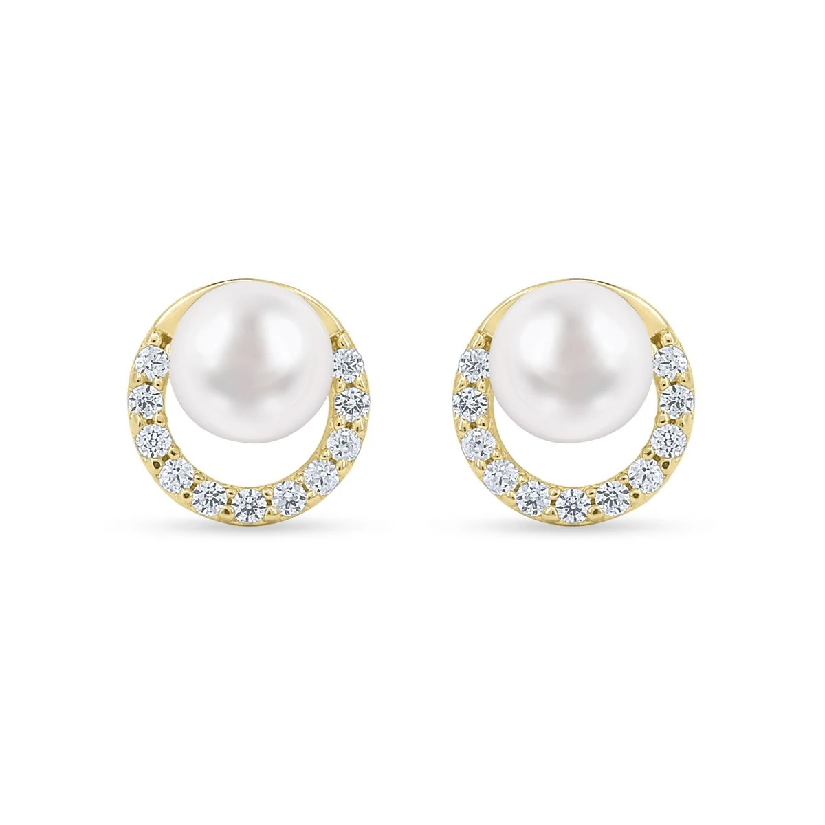 Cercei din Aur Galben de 14k cu piatra Zirconia artificial de culoare ALB