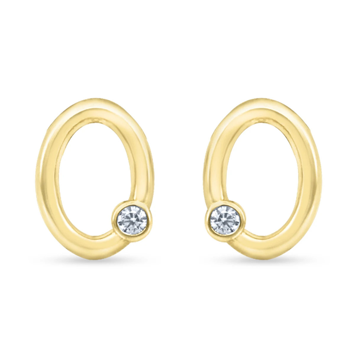 Cercei din Aur Galben de 14k cu piatra Zirconia artificial de culoare ALB